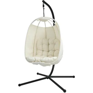 Svita Hängesessel mit Gestell klappbar Hängekorb Beige