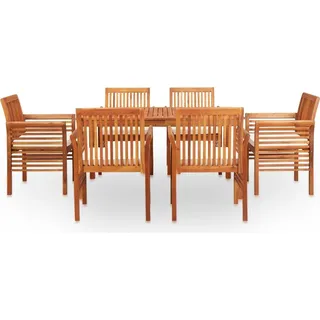 vidaXL 7-tlg. Garten-Essgruppe mit Auflagen Massivholz Akazie - Braun