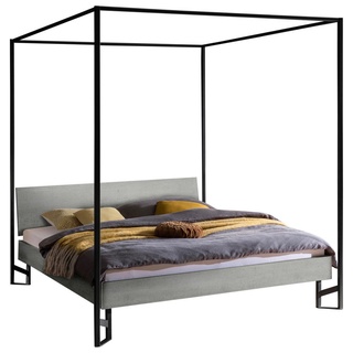 Hasena Himmelbett , Grau , Holzwerkstoff , Betonoptik , 160x200 cm , in verschiedenen Holzdekoren erhältlich, in verschiedenen Größen erhältlich , Schlafzimmer, Komplette Schlafzimmer und Serien, Schlafzimmerserien