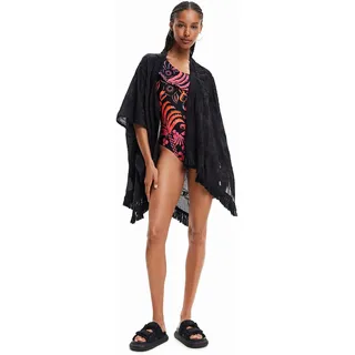 Desigual Damen Kaftan_flower KAFTAN FLOWER CLARA 2000 BLACK, Schwarz, Einheitsgröße EU