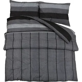 vidaXL Bettwäsche-Set Dunkelgrau 240x220 cm Baumwolle - Grau
