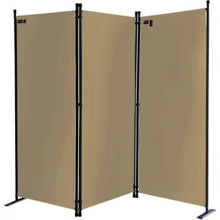QUICK STAR Paravent 3 Teilig 170 x 165 cm Beige - Garten & Balkon Sichtschutz Stellwand Innen & Außen - Raumteiler Trennwand Faltbar Blickdicht & Wetterfest