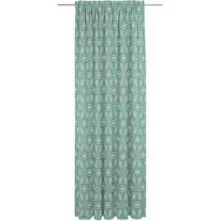 Vorhang ADAM "Retro Floret" Gr. 1, blau (petrol), B:142cm H:145cm, Jacquard, Baumwolle, Gardinen, Vorhang, aus 100% Bio-Baumwolle