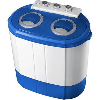 Steinborg Mini Waschmaschine + Wäsche Schleuder bis 3 KG | 2 getrennte Kammern | Camping Waschmaschine | Mobile Waschmaschine | inkl. Ab- und Zulaufschlauch | Eingebaute Trocknerfunktion |