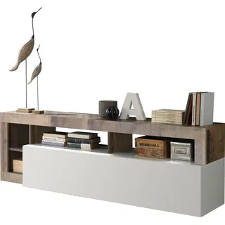 Home Affaire Hamburg Lowboard 184 cm Braun/Kunststoff, Metall, Melamin, Holzwerkstoff
