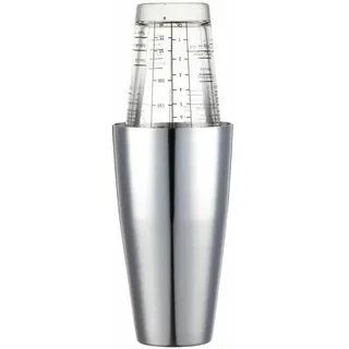 BarCraft Boston Cocktail Shaker Set mit gedruckten Rezepten, Edelstahl / Glas, 400 ml, Silber/Transparent