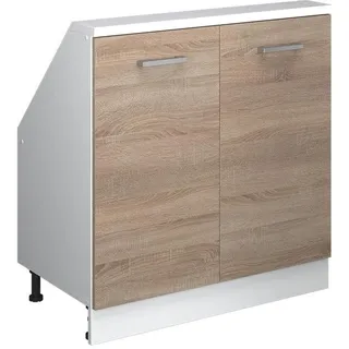 Vicco Unterschrank Küchenschrank für Dachschrägen R-Line 80 x 81,6 x 46 cm Braun/Weiß
