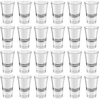 Wellgro 3,4cl Schnapsgläser - 4,5 x 7 cm (ØxH) - Glas klar - Shotgläser - standfest - Made in Italy, Stückzahl:24 Stück