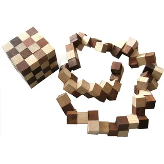 Schlangenwürfel 4x4 Gr. L - 8 cm Kantenlänge - Snake Cube - 3D Puzzle aus Holz