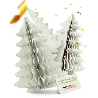MJhomely® Papier Weihnachtsbaum Set [Grau, 3 Stück] - Faltbarer Weihnachtsbaum als Elegante, skandinavische Weihnachtsdeko - Waben Tannenbaum Papier - Faltbaum Weihnachten Deko - Weihnachtsschmuck