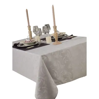 CALITEX Tischdecke Damast Ombra grau Perle rund 180