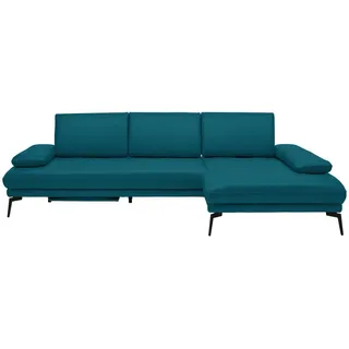 Celina Home Ecksofa , Petrol , Leder , Echtleder , Rindleder, Spaltleder , Ottomane rechts, L-Form , 273x187 cm , Made in Eu , Fußauswahl, Lederauswahl, Stoffauswahl, seitenverkehrt erhältlich, Hocker erhältlich, Rücken echt , Wohnzimmer, Sofas & Couches, Wohnlandschaften, Ecksofas