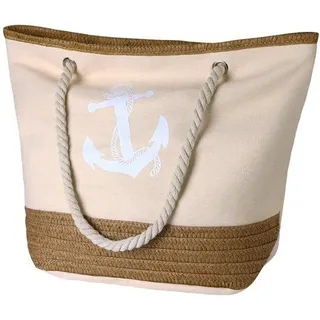Unyqoos® Strandtasche Damen – große Canvas-Tasche 45 x 32 x 14 cm, Reißverschluss oben & Innenfach mit Zipper, weiche Taugriffe, 3 Farben, ideal für Strand & Einkauf - Beige