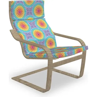 ABAKUHAUS Geometrisch Poäng Sessel Polster, Regenbogen-Farben-Kreise, Sitzkissen mit Stuhlkissen mit Hakenschlaufe und Reißverschluss, Mehrfarbig