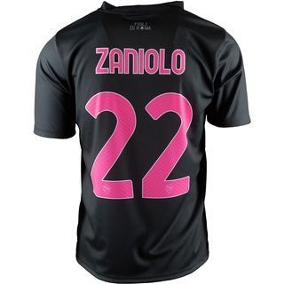 AS Roma SUPERPROMO Unisex – Kinder und Jugendliche Maglia Replica Bambino Third 22/23 Zaniolo Replica Ausweichtrikot, Nero e Rosa, 8 Anni