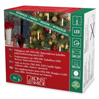 Konstsmide LED Baumbeleuchtung 5 kabellose weiße Kerzen ww 1906-100 batteriebetrieben, Zusatzset für 1901-100