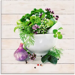 Artland Glasbild »Heilkräuter auf weißem Hintergrund Küche« Arrangements 1 Stk. tlg., beige