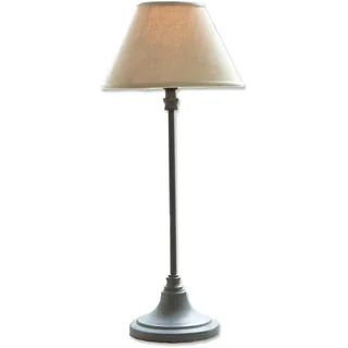 LOBERON Tischlampe Swindon, beige/grau | Klassisches Design, Schön auch im Duett, Fuß aus Eisen mit Antik-Lasur