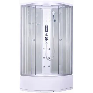 SANOTECHNIK Komplettdusche mit Schiebetür 90 x 205 cm weiß Sicherheitsglas