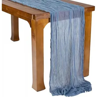 Tischläufer im Boho-Stil, blauer Polyester-Tischläufer aus Gaze für Hochzeiten, Candlelight-Dinner, Geburtstagsfeiern und Zuhause - Blau