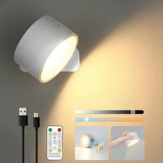 Lightess LED Wandleuchte Innen Akku Wandlampe Kabellos Dimmbar Ohne Stromanschluss mit Fernbedienung & Touch Control 360° drehbar Wandlicht 3-Farbtemperaturen für Wohnzimmer Schlafzimmer Treppenhaus