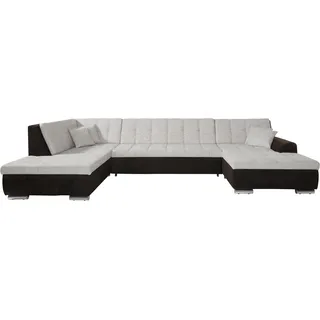 DOMO collection Wohnlandschaft »Treviso incl. Zierkissen, moderne Steppung, XXL: B/T/H: 364/201/83 cm« wahlweise mit Bettfunktion, in vielen Bezugsarten auch in Cord U-Form, silberfarben