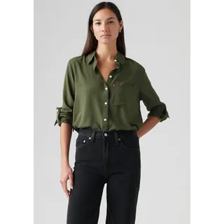 Hemdbluse LEVI'S, Damen, Gr. M (38), deep depths, Web, Obermaterial: 100% Viskose, unifarben, regular fit normal, Manschette, Blusen Hemdbluse, mit Brusttasche