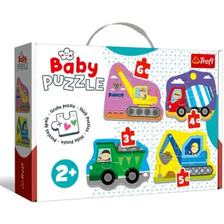 Trefl Trefl, Puzzle, Fahrzeuge auf Einer Baustelle, von 3 bis 6 Teilen, 4 Sets, Baby Classic, für Kinder ab 2 Jahren