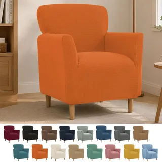 BOFITENG Stretch Sesselbezug mit Armlehnen, Elastische Jacquard Sessel Überzug, Abnehmbar und Waschbar, Universelle Sesselhusse für Sessel Und Polsterstühle, Sofabezug für 1 Sitzer Sofa (Orange)