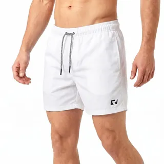RIPT Herren Badeshorts Schnell Trocknend – Badehose mit Mesh Innenfutter, UV50 Sonnenschutz, Kordelzug Boardshorts für Strand Schwimmen Urlaub Sommer (Weiß, XXL)