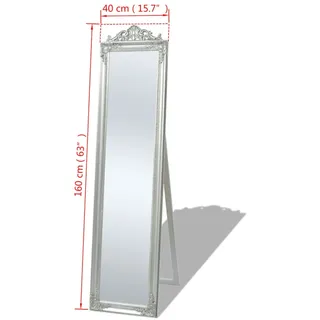 vidaXL Standspiegel im Barock-Stil 160x40 cm Silbern - Silber