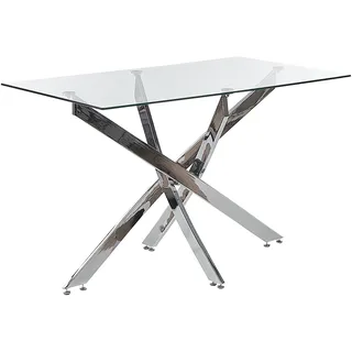 Beliani Esstisch 70 x 76 x 70 cm transparent/silber