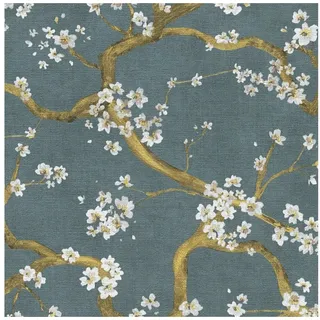 A.S. Création Vliestapete Blütenmuster Floral 10,05 m x 0,53 m Blau-Gold 781994