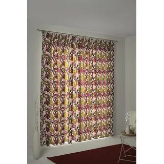 Vorhang ADAM "Jungle" Gr. 1, bunt (grün, dunkelrot, rosa), B:145cm H:145cm, Jacquard, Baumwolle (Bio-Baumwolle), Gardinen, Vorhang, aus 100% Bio-Baumwolle