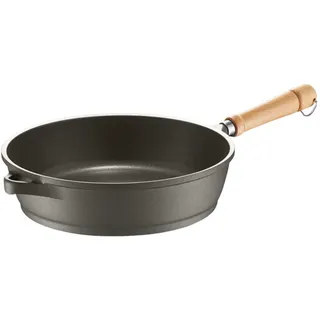 Berndes Schmorpfanne Bonanza 24 cm, Induktion, hoher Rand, Pfanne mit 3-lagiger Antihaftversiegelung, robuster Aluguss, antihaft beschichtet, Schwarz