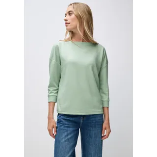 STREET ONE 3/4-Arm-Shirt STREET ONE, Damen, Gr. 42, grün (serene grün), Stoff, 48% Viskose, 4% Elasthan, unifarben, normal normal, U-Boot-Ausschnitt, Shirts 3/4-Arm-Shirt, im Shirt-Style