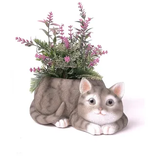 HAUCOZE Katze Blumentopf Modern Deko Tier Skulptur Garten Statue 23cm