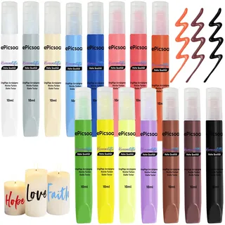 ePicsoa 15 Stück Kerzenstifte, 15 Farben 12ml Wachsstifte für Kerzen, Candle Pen Kerzenfarbe Kerzenpen, Kerzen Bemalen Set Ideal zum Anmalen, Verzieren & Personalisieren