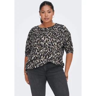 ONLY CARMAKOMA 3/4-Arm-Shirt "CARALBA 3/4 TOP", braun leo