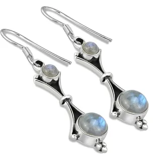 Unique Gems Jugendstil Damen Ohrhänger echter Labradorit 5.2 Karat 925 Sterling Silber nickelfrei in Juweliers- Qualität