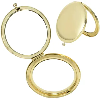 Kleiner Runder Tragbarer Handspiegel, Klappbar Mini Schminkspiegel, Tragbarer Taschenspiegel, Taschenspiegel mit Vergrößerung, Rund-Doppelspiegel, Kleiner Spiegel für Schmink auf Reisen (Gold)