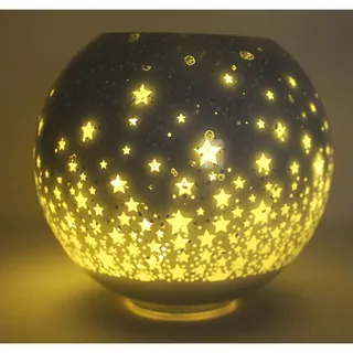 Windlicht rund mit weihnachtliches Design und LED licht h 19cm