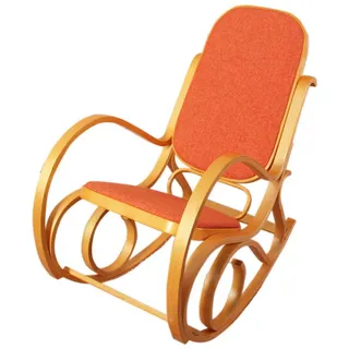 MCW Schaukelstuhl Eiche Dekor, Orange , Eichefarben, Orange , Holz , 55x90x96 cm , Wohnzimmer, Sessel, Schaukelstühle