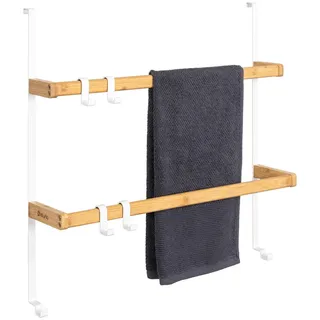 eluno Tür-Hängeregal, weiß , Holz , 65x86x17 cm , Badezimmer, Badezimmerausstattung, Handtuchhalter