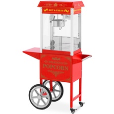 Bild Popcornmaschine mit Wagen Retro-Design 150 / 180 °C rot Popcornmaker Popcorn-Automat, Fun Kitchen, Rot