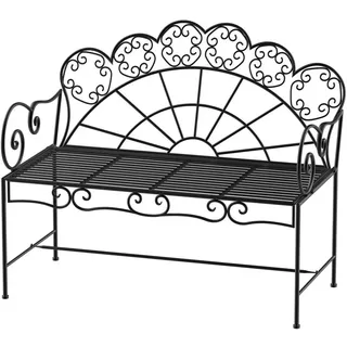 Outsunny Gartenbank, 107cm x 55,5cm x 90,5cm, Metall, Schwarz , 107x90.5x55.5 cm , Gartenmöbel, Gartenbänke