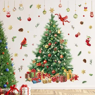decalmile Wandsticker Weihnachten Baum Wandtattoo Weihnachtsbaum | Abziehbare und Aufklebbare Wandaufkleber, DIY Abnehmbare Wandkunst Abziehbilder, Wandfreundlich, Leuchtenden Farben