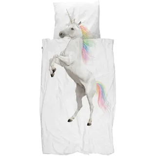 Snurk Kinder Bettwäsche Set Garnitur Heimtextilie Bettdecke Kopfkissen Unicorn 135 x 200 cm 100% Baumwolle Einhorn