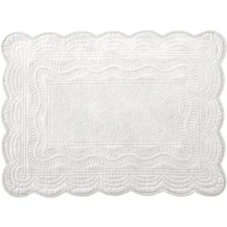 H&H Set mit 4 amerikanischen Tischsets, gesteppt, aus Baumwolle, weiß, 45 x 33 cm, elegant, handwaschbar, kein Trockner – für Küche, Esszimmer, Frühstück
