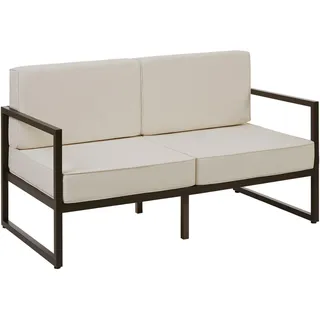 tectake Garten-Loungesofa Comosa, 142 x 78 x 85 cm, braun/beige , Braun, Beige , Kunststoff , 142x85x78 cm , Gartenmöbel, Loungemöbel, Gartensofas & Loungesofas